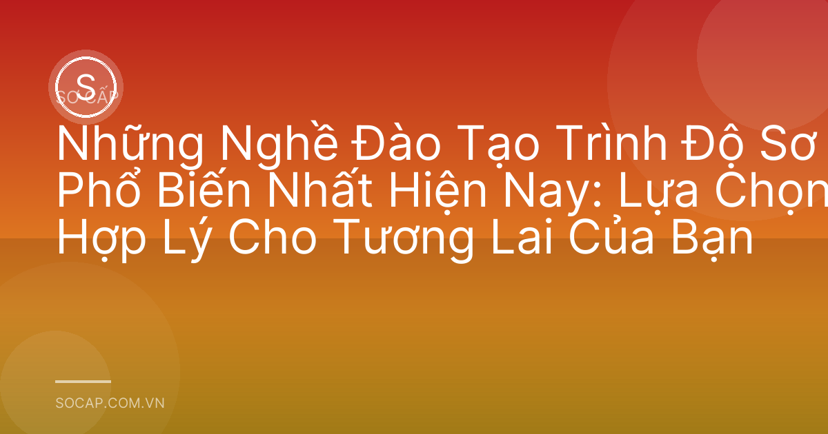 Những Nghề Đào Tạo Trình Độ Sơ Cấp Phổ Biến Nhất Hiện Nay: Lựa Chọn Hợp Lý Cho Tương Lai Của Bạn